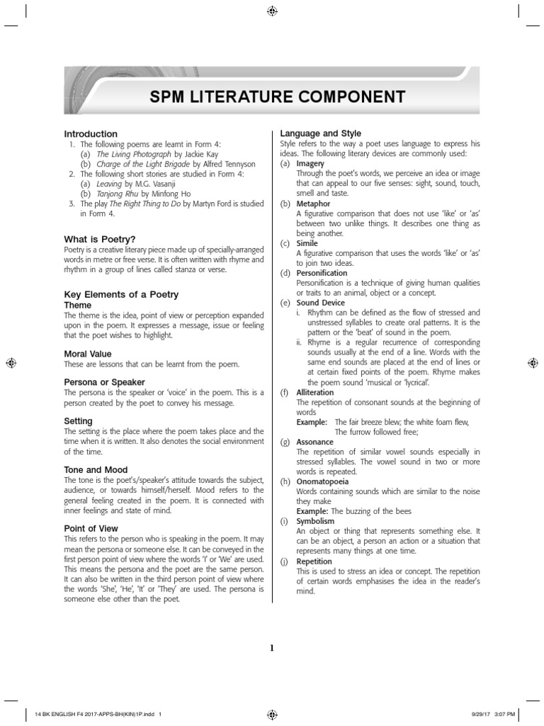 Form 4 English Literature Overview | PDF | Poetry | Grandparent