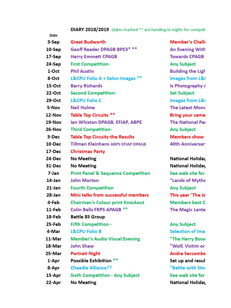 Programmexl 2018-19 | PDF | Leisure