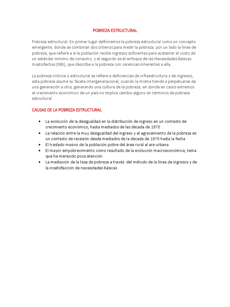 Definición de Pobreza Estructural | PDF