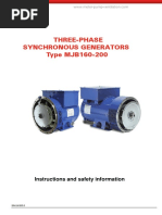 Three-Phase Synchronous Generators Type MJB160-200: Instructions and Safety Information