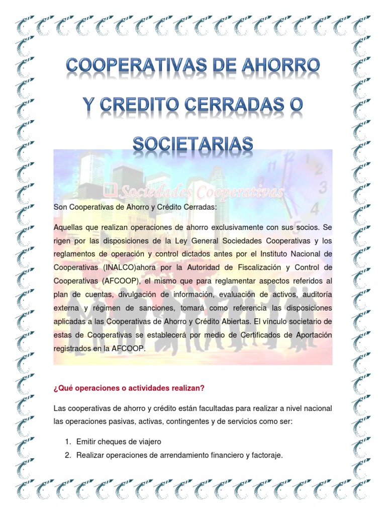 Cooperativas de Ahorro y Credito II | PDF | Cooperativa | Sociedad de ...