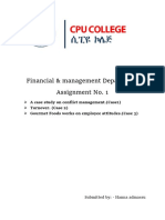 Financial & Management Department Assignment No. 1