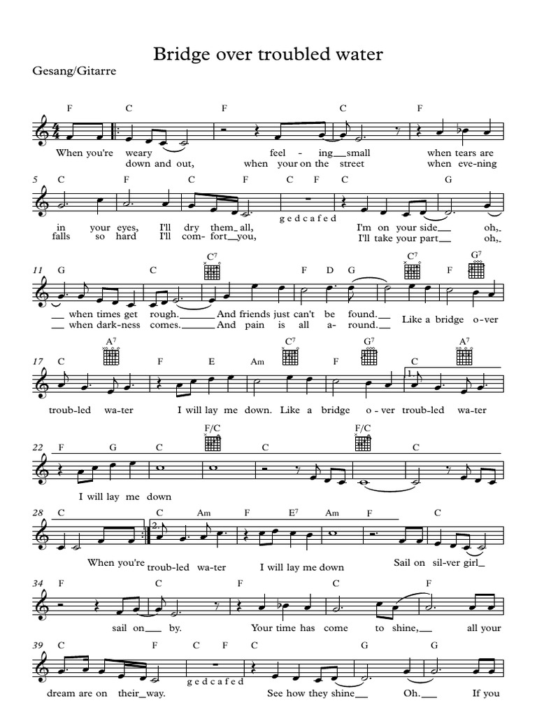 Bridge over troubled water Gesang/Gitarre
