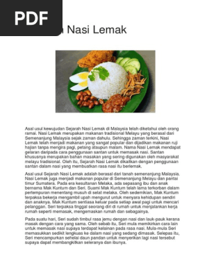 Sejarah Nasi Lemak Pdf