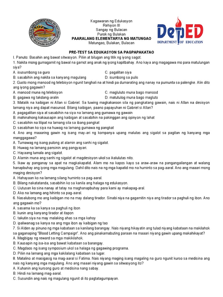 ESP Pre Test | PDF