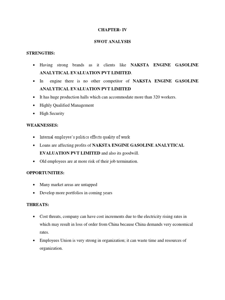Chapter IV-swot Analysis | PDF