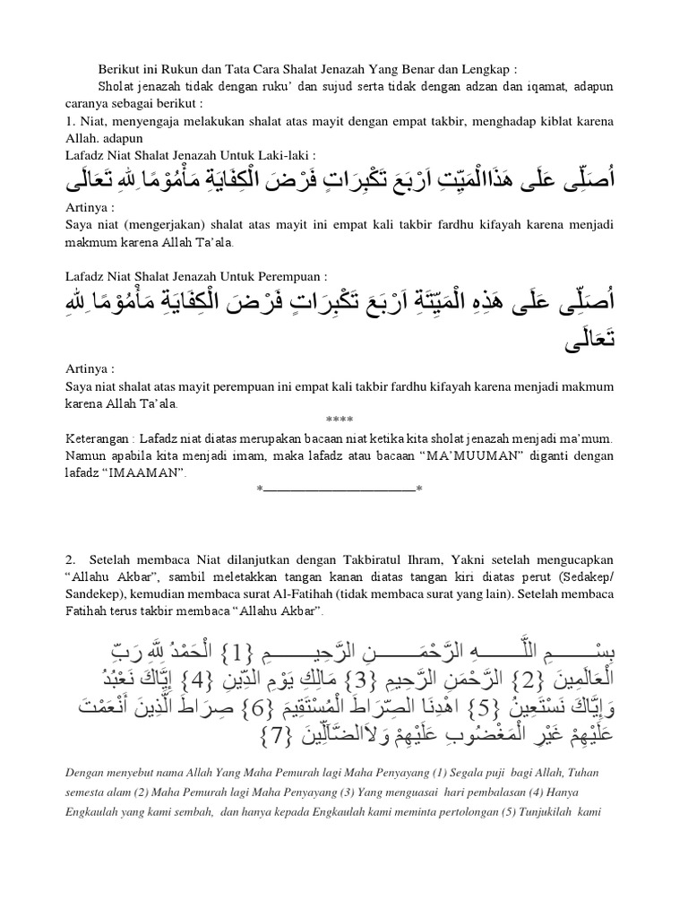 Doa Sholat Jenazah Takbir Ke 4 Lengkap