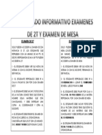 Comunicado Informativo Sobre Examenes de 2t y Mesa