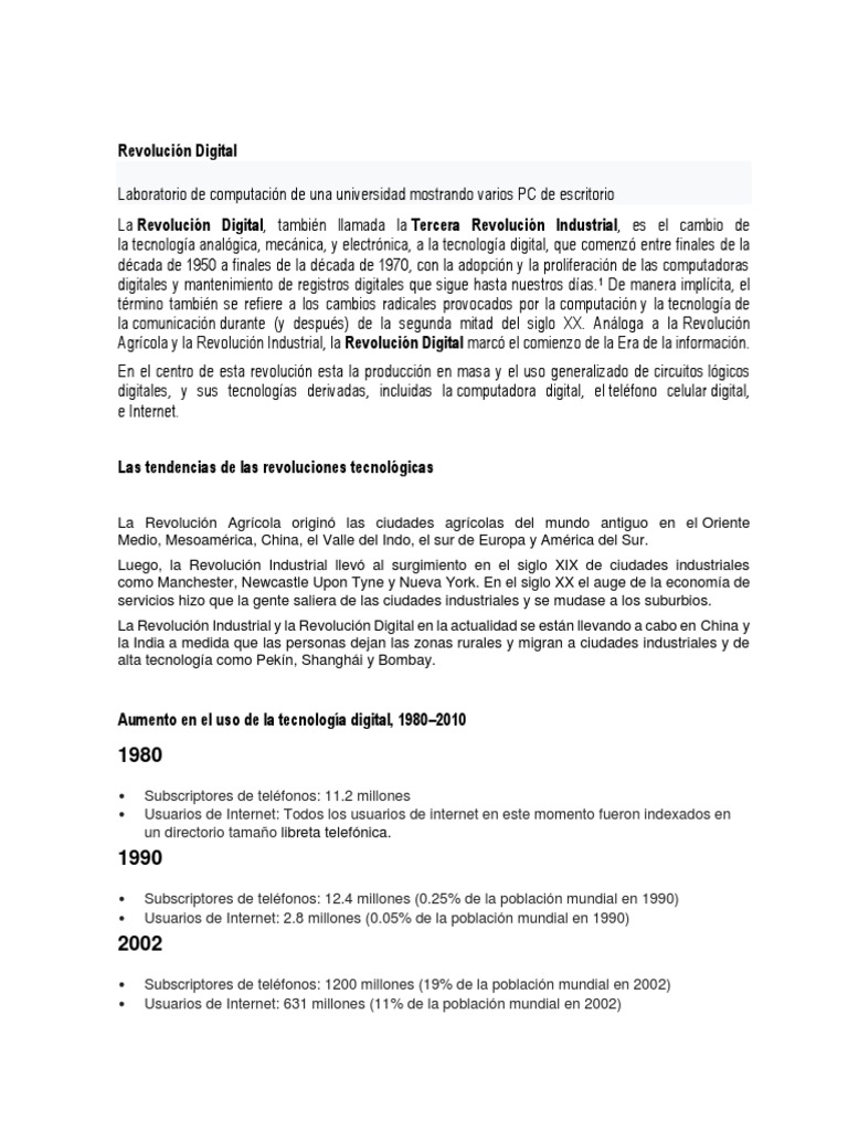 Revolución Digital: Impacto y Evolución | PDF | Informática ...