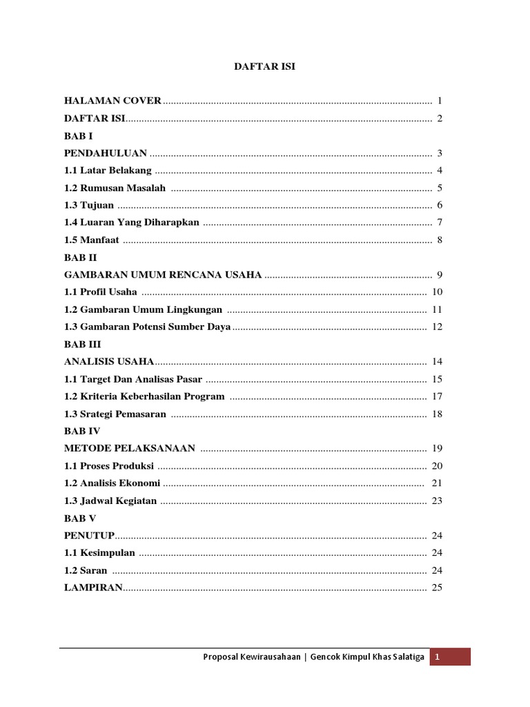 Contoh Proposal Kewirausahaan