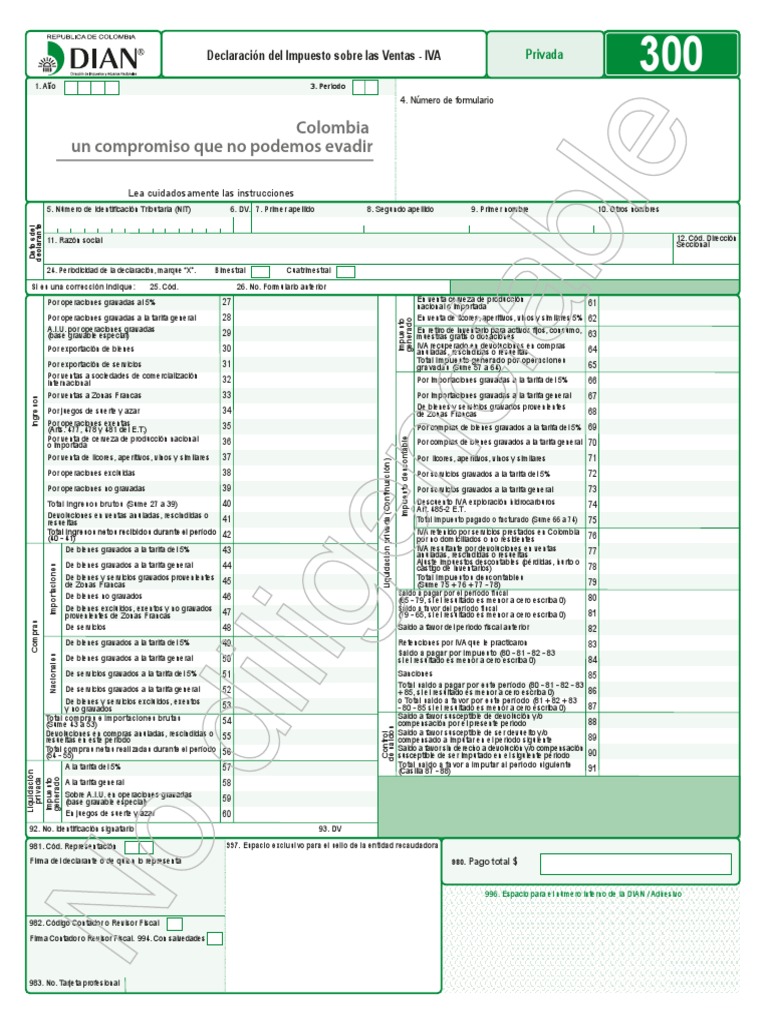 Formulario de Iva en Blanco (1) | Impuestos | Exportaciones