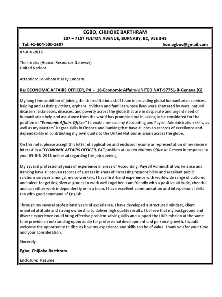 COVER LETTER - UN ECONOMIC AFFAIRS OFFICER.pdf | United Nations