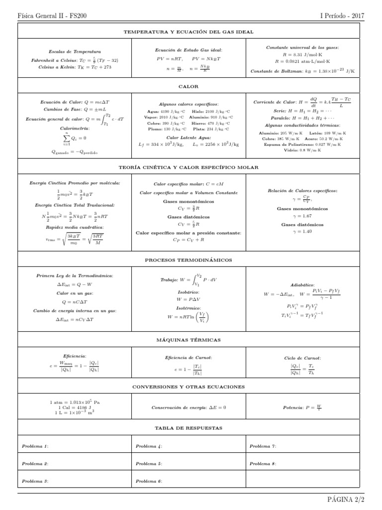 Formulas de Termodinamica PDF Celsius Gases