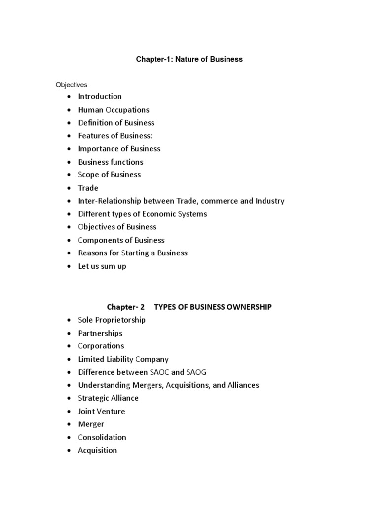 Chapter 1 nature of business objectives pdf