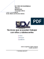 Tecnicas para Trabajar Psicoterapia Con Niños y Adolescente