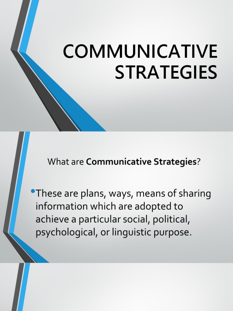 Communicative Strategies Pdf Conversation Philippines