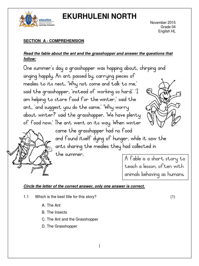 Free Grade 4 English Language Worksheets