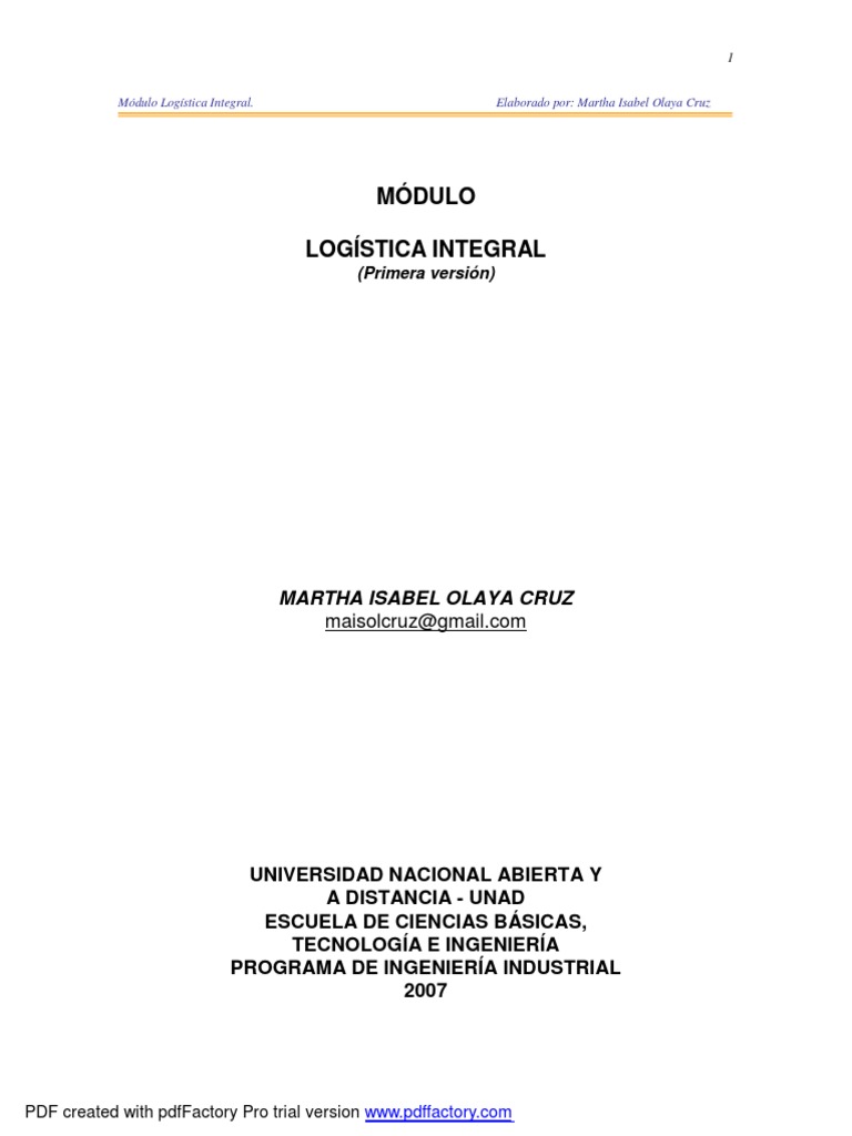 Modulo Logistica Integral PDF | PDF | Logística | Distribución (comercial)