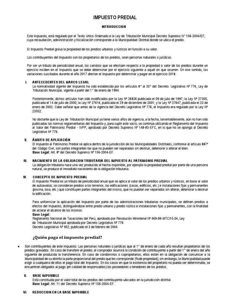 Impuesto Predial: Normativa y Aplicación | PDF | Impuestos | Propiedad