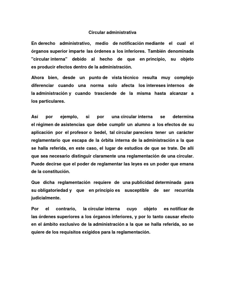 Definición y función de la circular administrativa | PDF