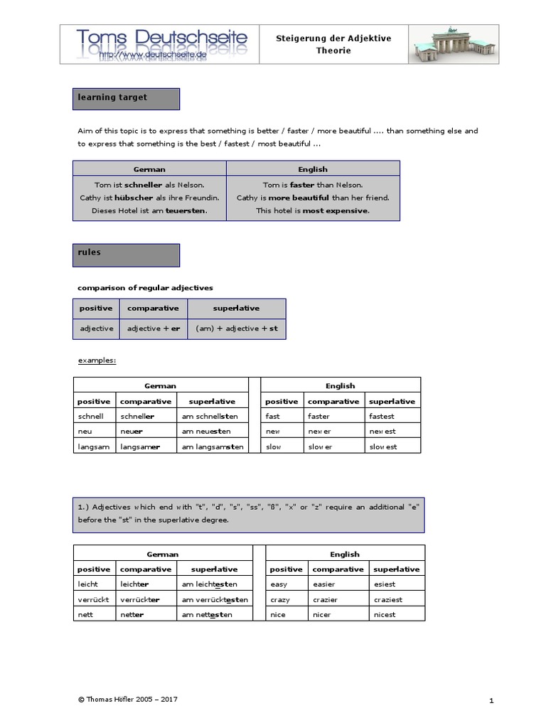 Steigerung Adjektive Theorie | PDF | Adjective | Grammar