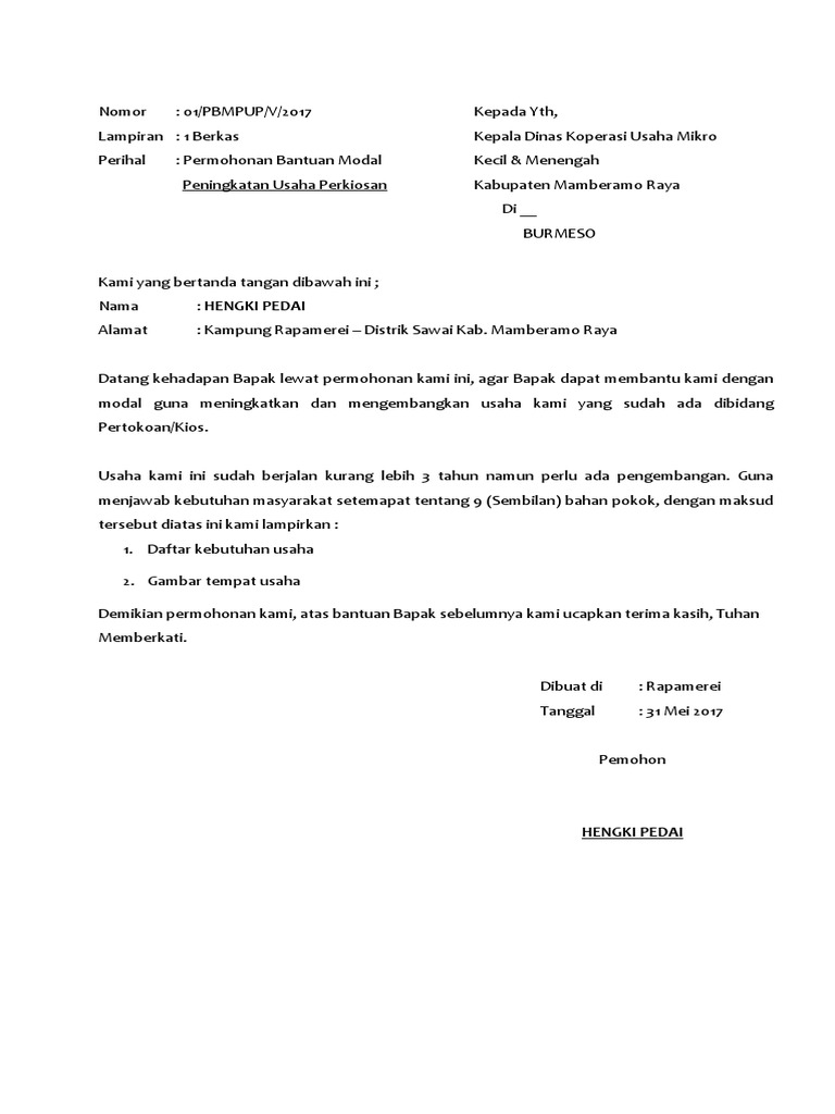 Permohonan Bantuan Dana Kios Pdf