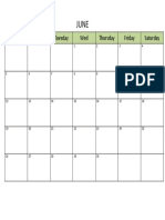 June 2022 Calendar Printable