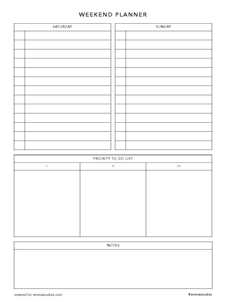 Weekend Planner Template | PDF
