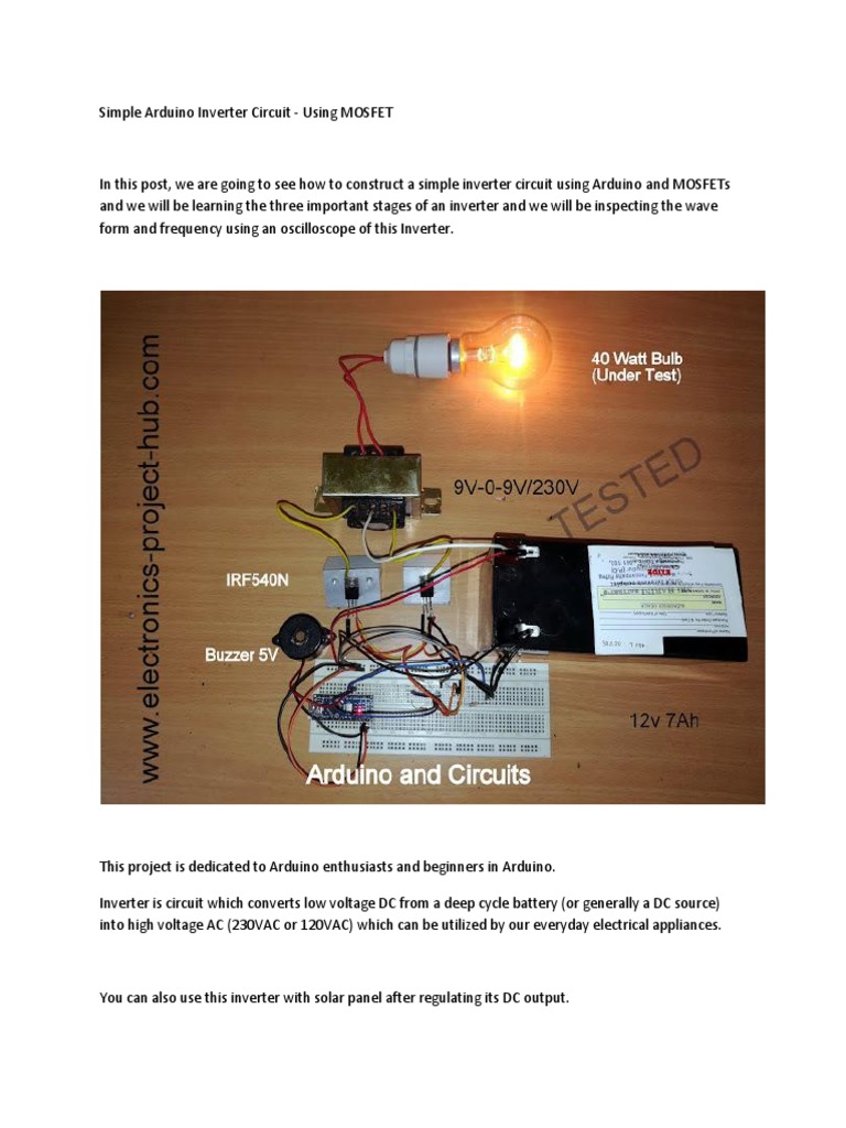 Simple Arduino Inverter Circuit Power Inverter Battery (Electricity)