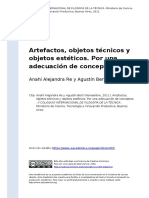 Anahi Alejandra Re y Agustin Berti (2011) - Artefactos, Objetos Tecnicos y Objetos Esteticos. Por Una Adecuacion de Conceptos PDF