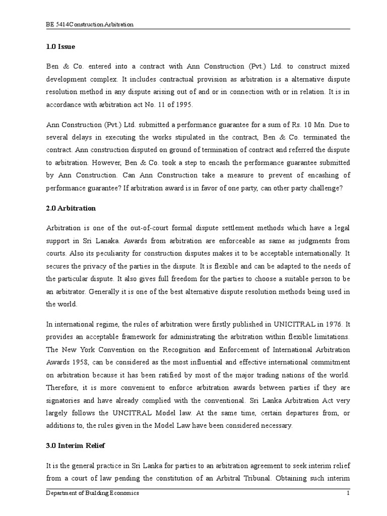 Construction Arbitration | PDF | Arbitral Tribunal | Arbitration