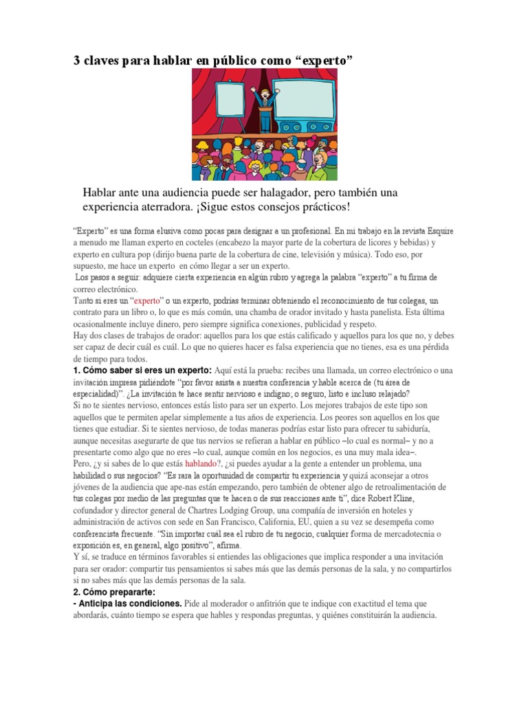 3 Claves Para Hablar En Público Como Pdf Cerebro Temor