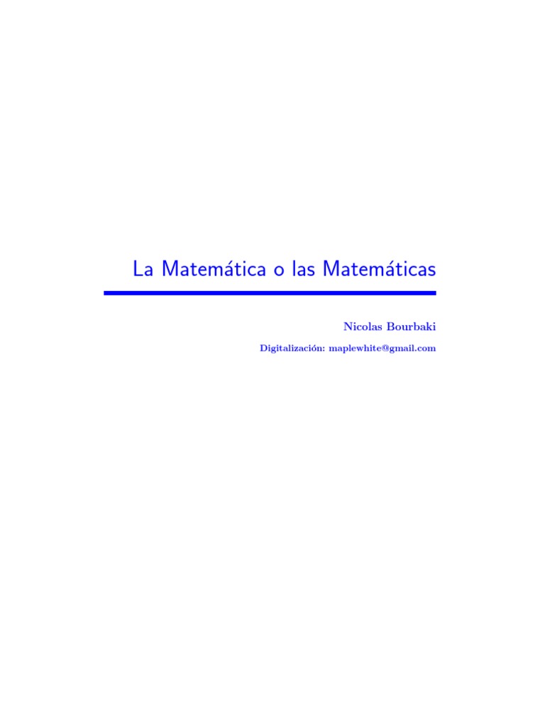 Bourbaki - La Matematica o Las Matematicas | PDF | Axioma | Conjunto ...