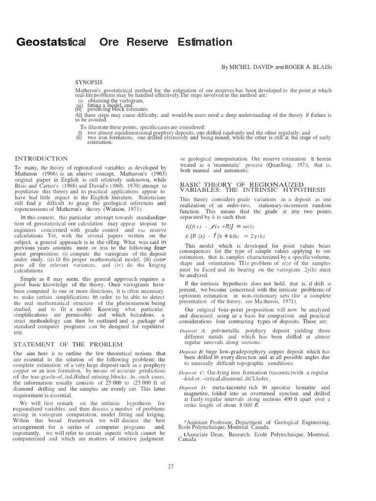 ST Ca Ore Reser e Est Mation: I I L V I | PDF | Covariance | Errors And ...