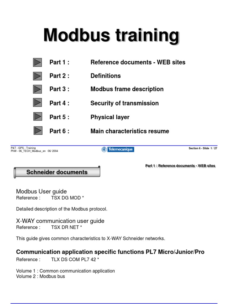 06 Tech Modbus en | PDF | Computer Architecture | Computer Standards