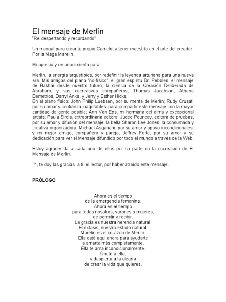 Manual de Creación Consciente: El Mensaje de Merlín | PDF | Importar | Amor
