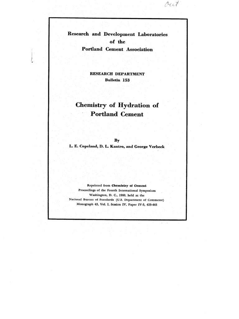 Chemistry of Hydration of o Portland Cement | PDF | Calcium | Cement