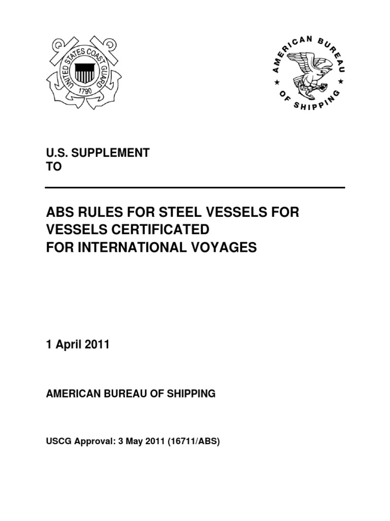 Abs Rules For Vessels in International Trade PDF United States