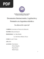 Documentos Internacionales, Legislación y Normativa en Argentina Referida A La Educación Especial