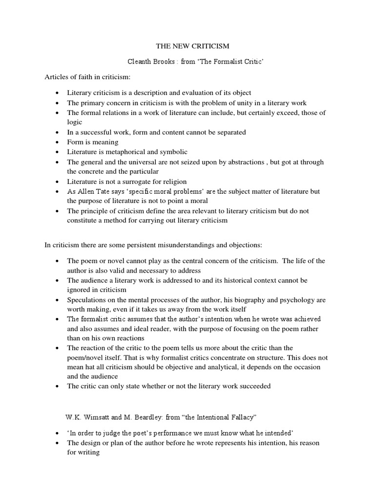 The New Criticism | PDF | Criticism | Poetry