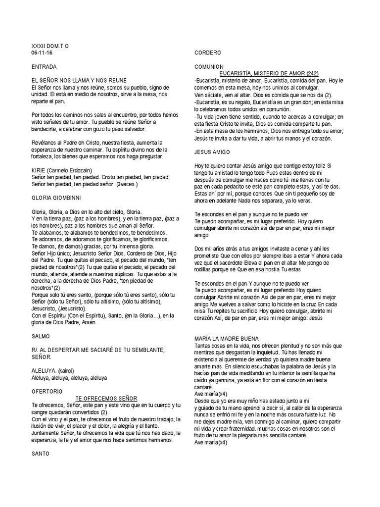 Xxxii Domingo Del Tiempo Ordinario Eucaristia Misa Liturgia scribd