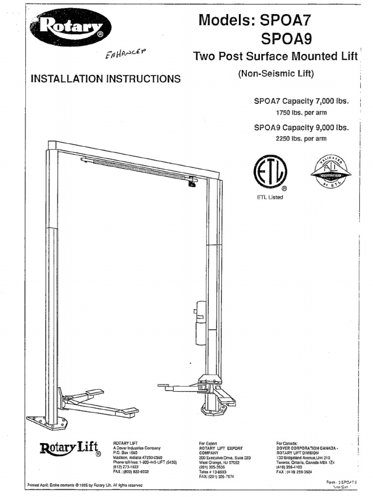 Rotary Spoa79 Spo9 400 Series Install PDF PDF Switch Fuse