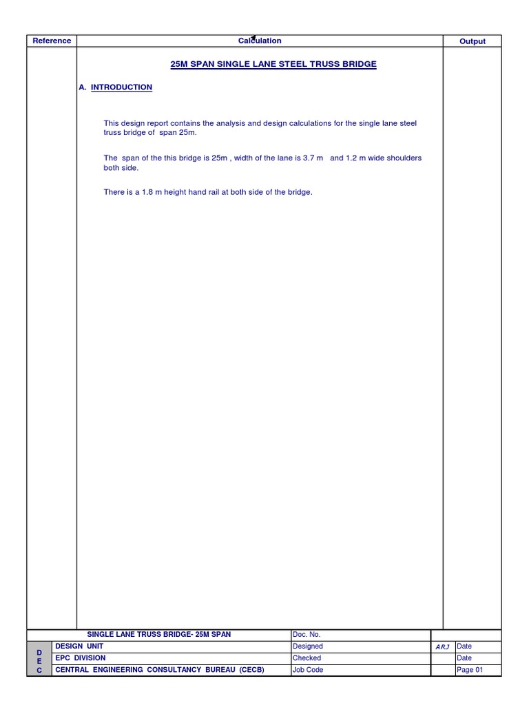 25m Single Lane Bridge Design Calculations Latest PDF PDF Truss