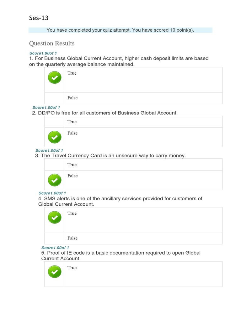 Quiz Results for Jason Sidebottom | PDF
