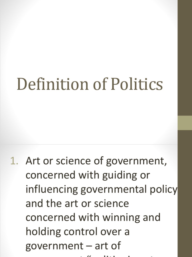 Definition of Politics PDF Political Science Social Science