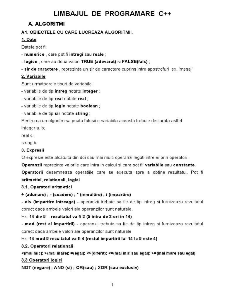 Limbajul de Programare C | PDF