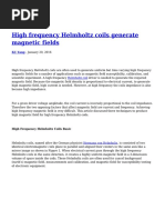 High Frequency Helmholtz Coils Generate Magnetic Fields