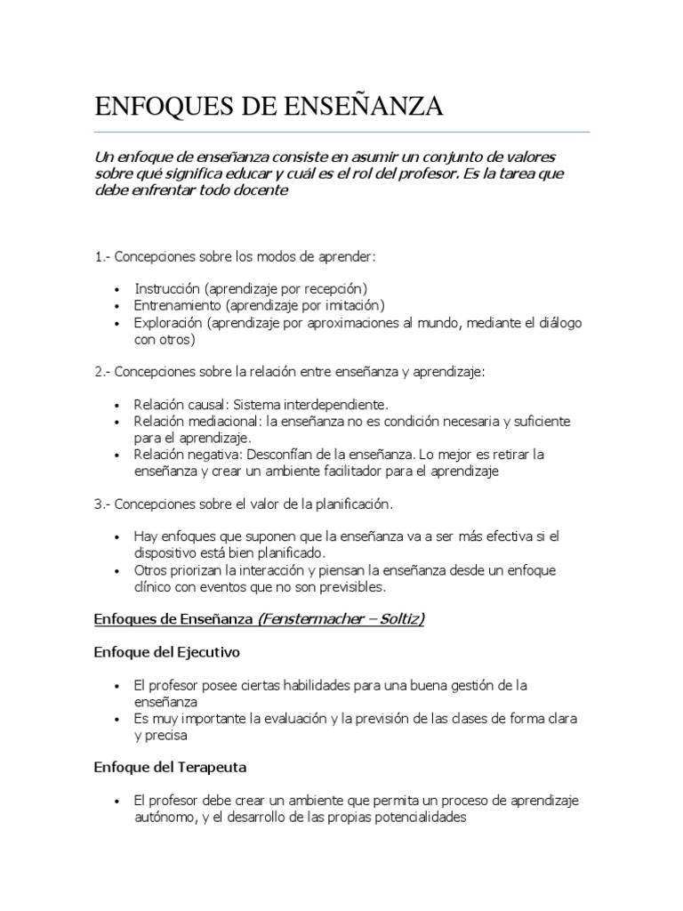 Enfoques de Enseñanza y Aprendizaje | PDF