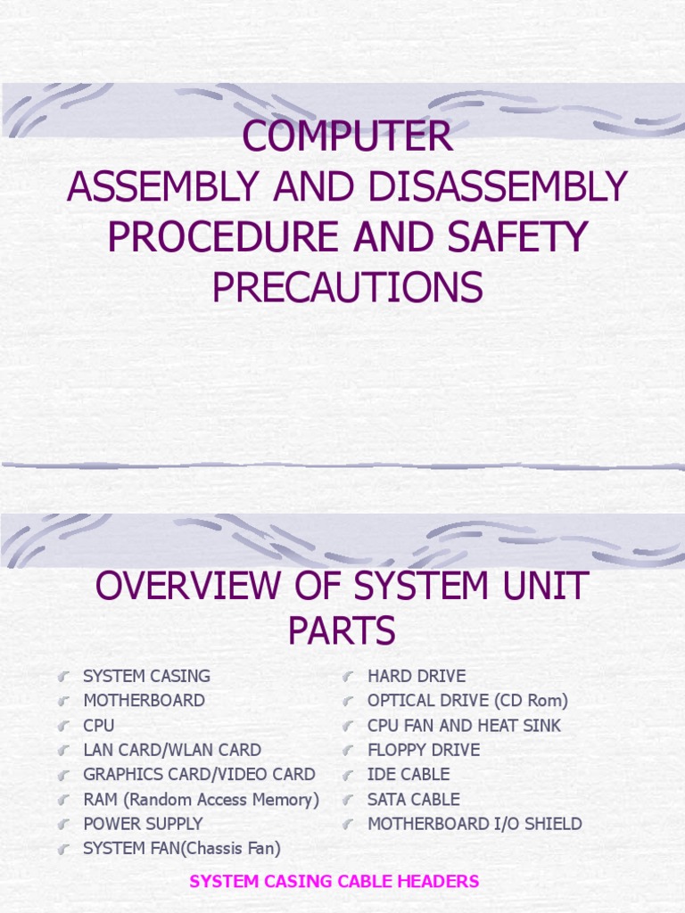 Disassembling System Unit Procedure and Safety Precautions | Electrical ...