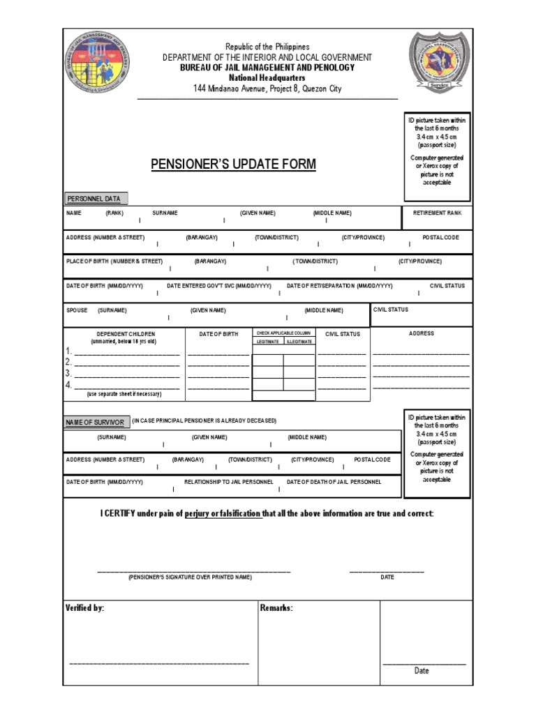 Pensioner Update Form for Deceased Principal | PDF | Computing ...